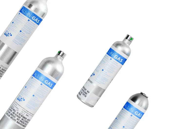 Four test gas cylinders