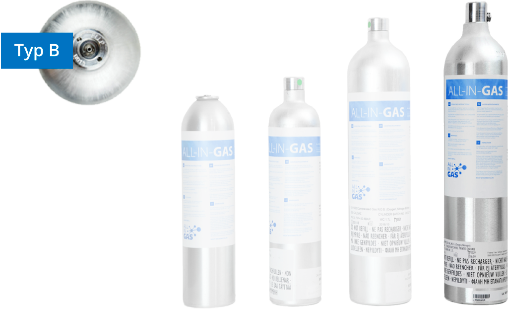 Four gas cylinders"