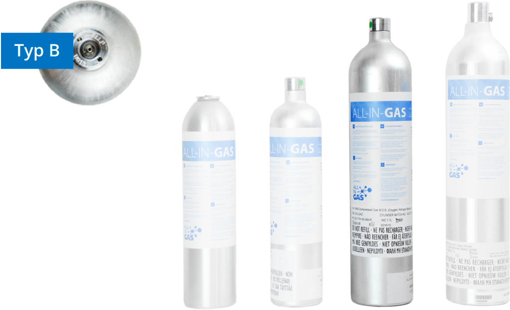 Four gas cylinders